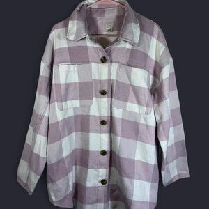 💜 A New Day Lavender & White Checkered Shacket – Size XXL